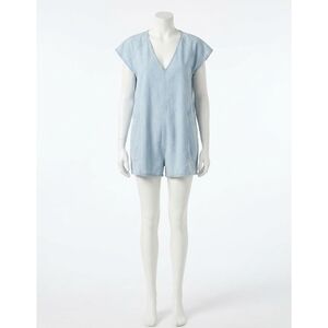 NEW FREE PEOPLE free fall denim romper in water
